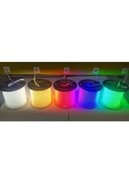 Mor Iç Dış Mekan Silikonlu Şerit LED 220V-VOLT Double Pcb 50 Metre Güç Fişi