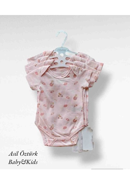 Kız Bebek Tekli Kısa Kollu Body Pembe Çıtçıtlı Zıbın Atlet