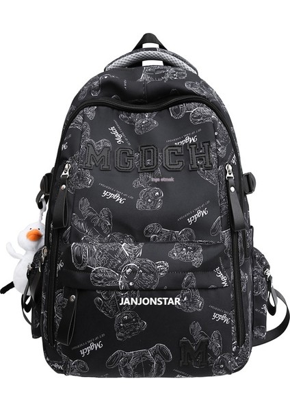 Bayan Ortaokul Öğrencileri Için Yeni Okul Çantası, Basit Baskılı Büyük Kapasiteli Sırt Çantası, Yeni Moda Üniversite Öğrencisi Bilgisayar Çantası (Yurt Dışından)