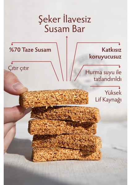 Bercekız Servet Şekerleme Şeker Ilavesiz Susam Krokan Bar 480 gr (24 x 20 gr) - 24 Lü Paket