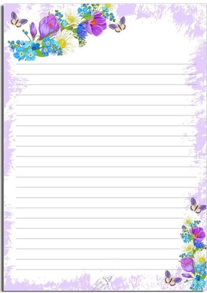 Desenli Memopad A6 Küçük Boy 40 Yaprak Butterfly Purple
