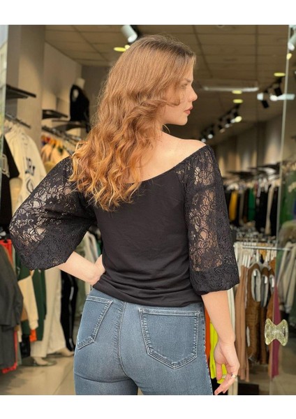 Kolu Dantelli Büzgü Detaylı Bluz modelleri