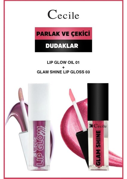 Glam Shine-Lip Oil Parlak Dudaklar Bakım ve Makyaj Seti 01-03