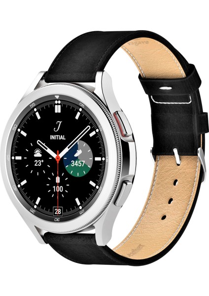 Samsung Watch 22mm Siyah Deri Kordon Watch 3 Gear S 3 Classic Frontier 45 mm 46 mm Uyumlu Hakiki Deri Saat Kordonu Deri Kayış