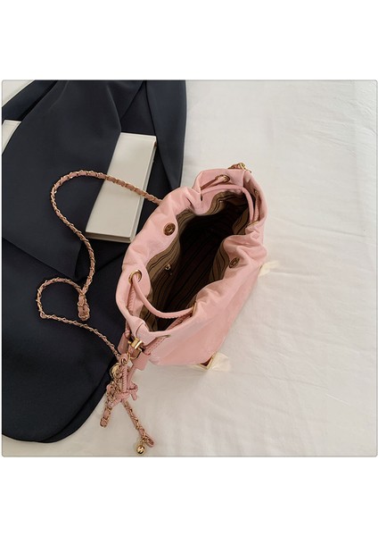 Moda Kova Çanta Kadın 2024 Yeni Bahar ve Yaz Rahat Omuz Çantası Doku Batı Tarzı Crossbody Çanta (Yurt Dışından)