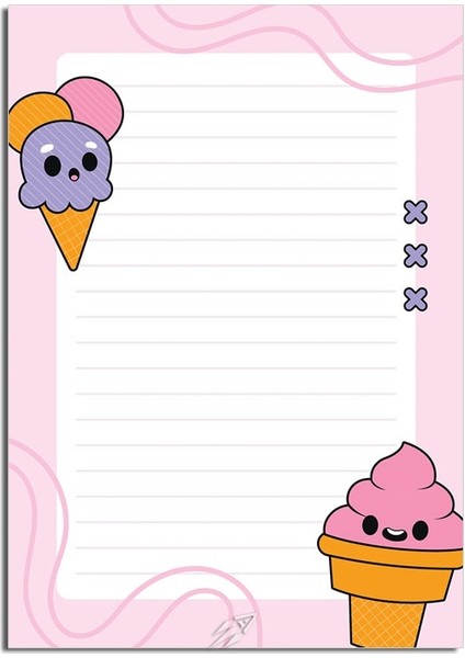 Desenli Memopad A6 Küçük Boy 40 Yaprak Icecream