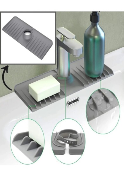 Elastik Musluk Matı Su Tutucu Düzenleyici Kaydırmaz Taban Organizer Mutfak Banyo Lavabo fiyatları