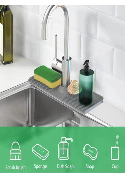 Elastik Musluk Matı Su Tutucu Düzenleyici Kaydırmaz Taban Organizer Mutfak Banyo Lavabo modelleri