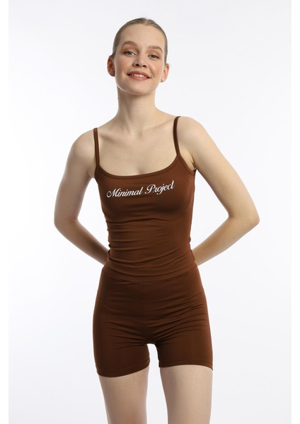 Kadın Slim Fit Allegro Kumaş Şort Kahverengi