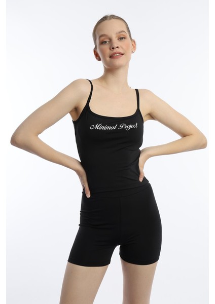 Kadın Slim Fit Allegro Kumaş Şort Siyah