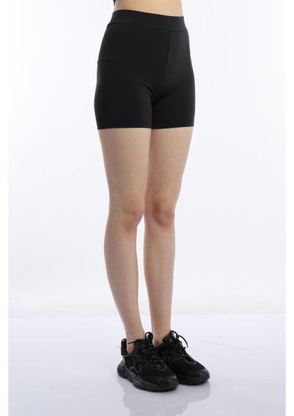 Kadın Slim Fit Allegro Kumaş Şort Siyah
