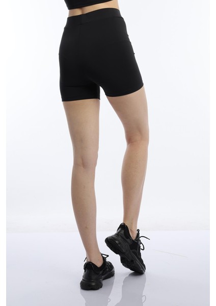 Kadın Slim Fit Allegro Kumaş Şort Siyah