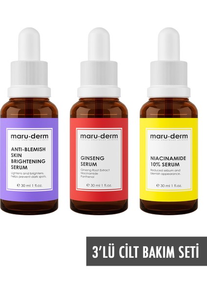 3'lü Fırsat Serum Seti MRD502 - Niacinamide %10 Serum, Ginseng Serum, Leke Serumu