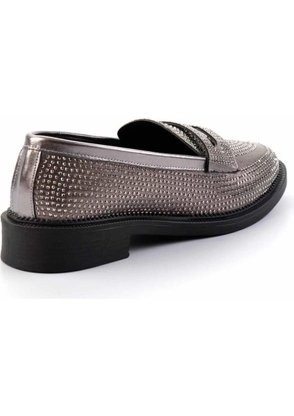 Platin Taşlı Kadın Loafer Ayakkabı K01003666636 modelleri