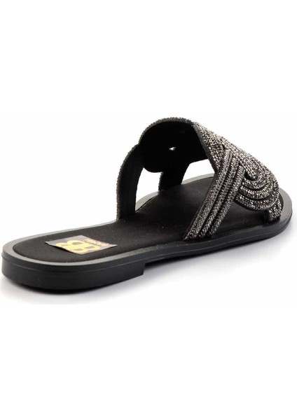 Mat Siyah Platin Taşlı Kadın Terlik K04379011538 modelleri