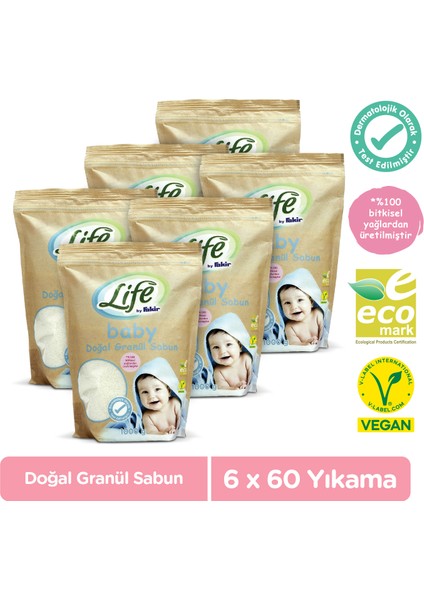 Life By Fakir Doğal Bebek Granül Toz Sabun 1 kg x 6 Adet Avantaj Seti