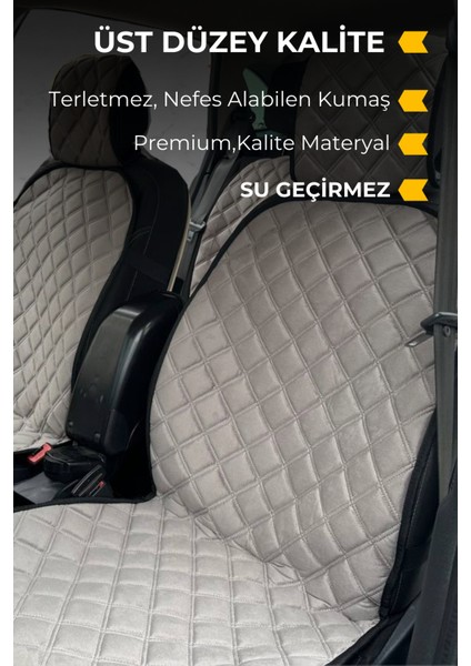 Su Geçirmez & Terletmez Sırtlı Oto Koltuk Minder Seti-Koltuk Koruma Kılıfı (2'li Set)-Bej