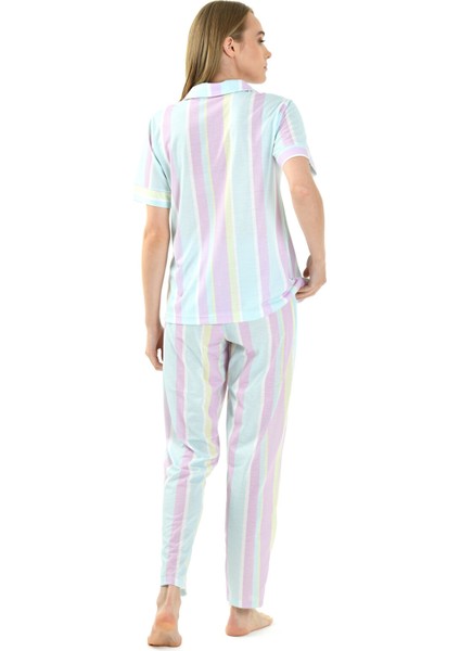 Çizgili Gömlek Yaka Kadın Pijama Takımı fiyatları
