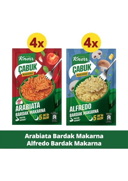 Çabuk Bardak Makarna Alfredo 48g x4 + Arabiata 48g x4