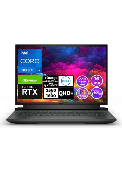 G16 7630 Intel Core i7-13700HX 24GB 1TB SSD 8GB RTX 4060 Freedos 16" QHD+165Hz Taşınabilir Bilgisayar G76302401010U 004