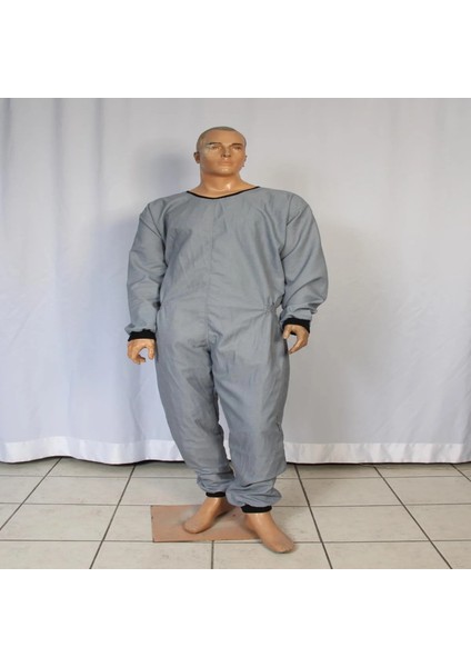 Hasta Bakım Tulumu Pamuk Ribanalı Demans Tulumu Hasta Bakım Kıyafeti Hasta Tulumu - Gri Renk