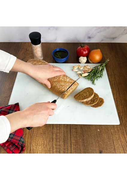 Klasik Mermer Desenli | Cam Kesme Tahtası - Cam Kesme Tablası |