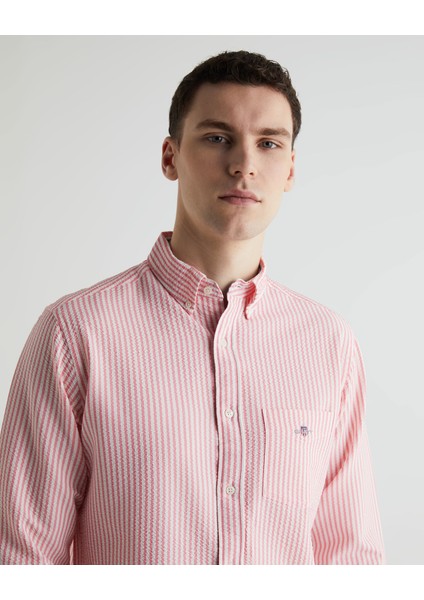 Erkek Pembe Regular Fit Klasik Yaka Çizgili Gömlek 3824157T.662 fırsatları