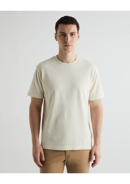 Erkek Krem Regular Fit Bisiklet Yaka T-Shirt 2033018.130