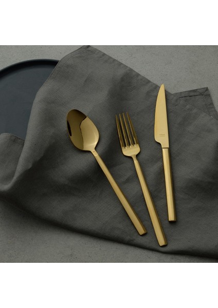 Milano Titanyum Gold 18 Parça Çelik 6 Kişilik Çatal Kaşık Bıçak Seti