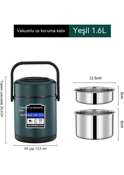 Yalıtımlı 304 Paslanmaz Çelik Öğle Yemeği Kutusu Çok Katmanlı Büyük Kapasiteli Öğrenci Öğle Yemeği Kutusu (Yurt Dışından)