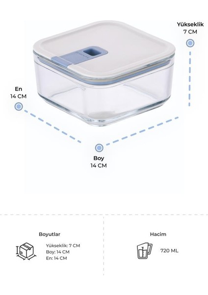 Perfect Seal Kare Cam Saklama Kabı Bej 720ML