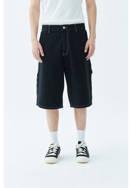Dikiş Detaylı Bermuda Denim Şort-Siyah modelleri