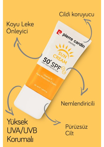 Yüksek Uv Korumalı Koyu Leke Önleyici Spf 50 Güneş Kremi Yüz ve Tüm Vücut 50 ml fırsatları