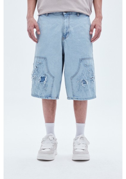 Bermuda Yırtık Detaylı Denim Şort