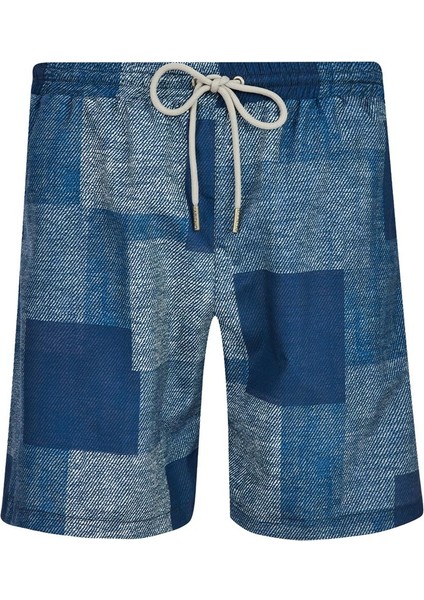 Erkek Deniz Havuz Şortu Desenli Tom S280 Koyu Lacivert