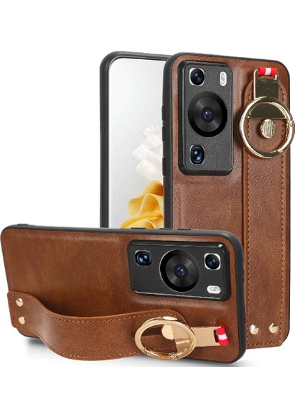 Huawei P60 Pro Bilek Kayışı Uyumluluk Premium Pu Deri Için Kılıf (Yurt Dışından)