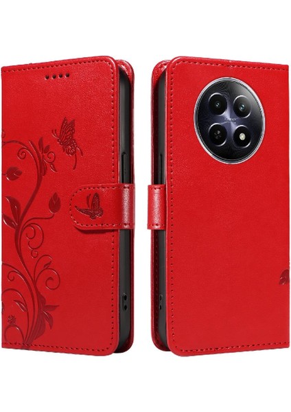 El Kayışı ile Realme 12 5g Deri Için Flip Case Kabartmalı (Yurt Dışından)