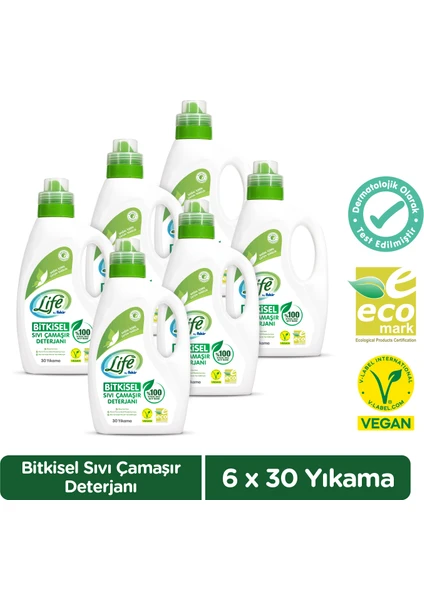 Life By Fakir Vegan Bitkisel Sıvı Çamaşır Deterjanı  1500ML x 6 Adet Avantaj Seti