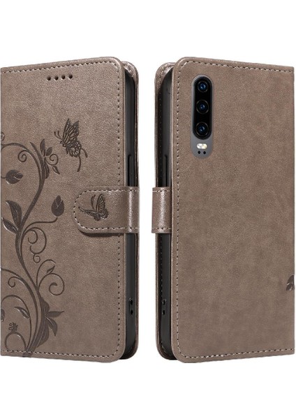 Huawei P30 Kabartmalı Kelebek Cüzdan Telefon Kılıfı Için Flip Case Yüksek ve (Yurt Dışından)
