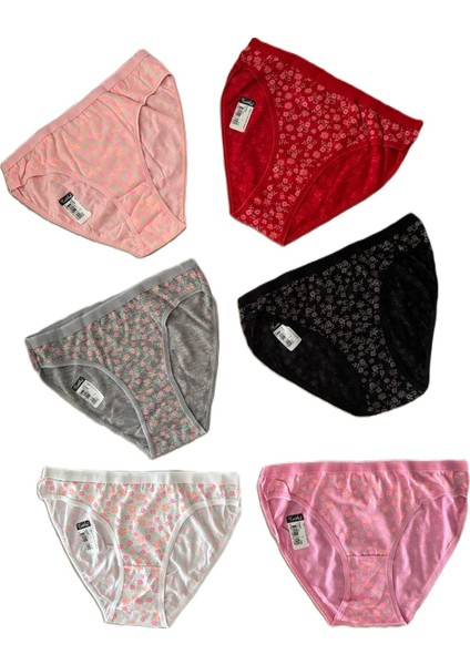 6'lı Paket 0522 Gaye Dantelli Çiçek Desenli Bayan Bikini Külot