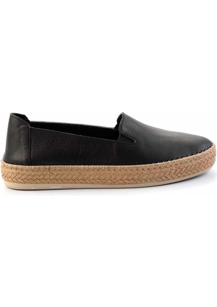 Siyah Hakiki Deri Kadın Espadril K01281020003