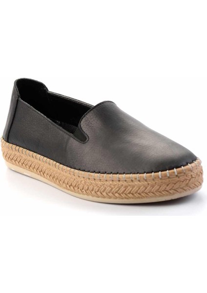 Siyah Hakiki Deri Kadın Espadril K01281020003 fiyatları