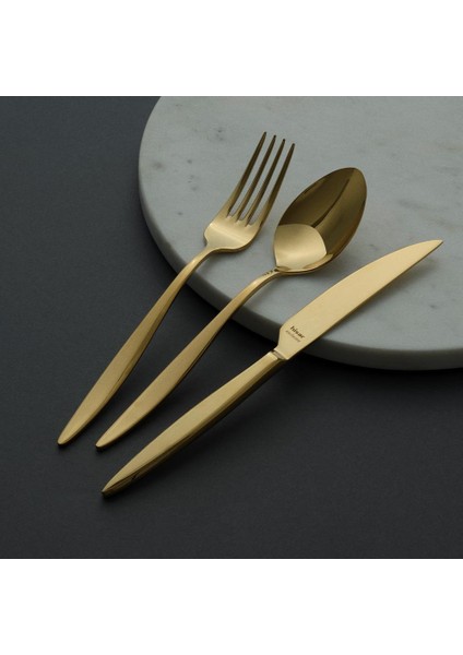 Mercury Titanyum Gold 36 Parça Çelik 6 Kişilik Çatal Kaşık Bıçak Seti