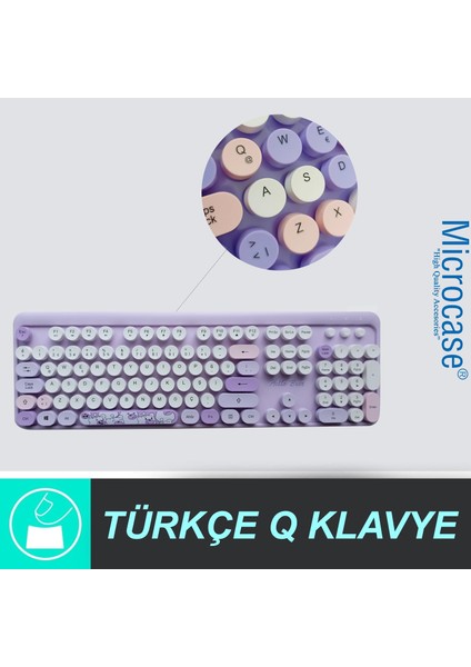 Mofii Ayıcık Desenli Kablosuz Renkli Yuvarlak Tuşlu Türkçe Klavye Mouse SET-AL4258