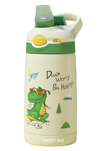 Dijital Ekran 380ML Bpa Içermeyen Paslanmaz Çelik Içecek Şişesi Çocuklar Pipetli Su Şişesi (Yurt Dışından)