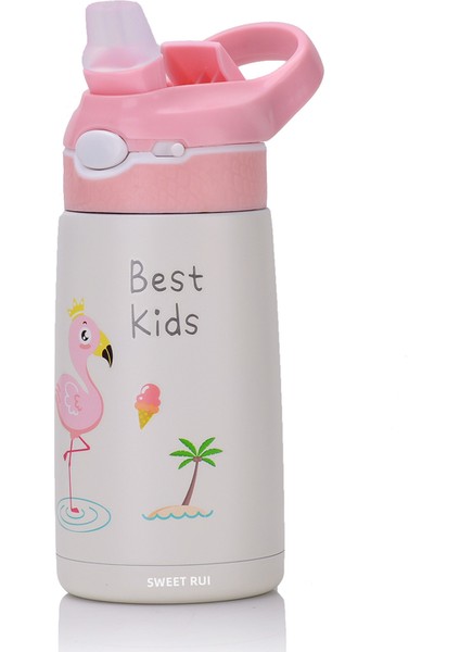 400ML Bpa Içermeyen Paslanmaz Çelik Içecek Şişesi Çocuklar Pipetli Su Şişesi (Yurt Dışından)