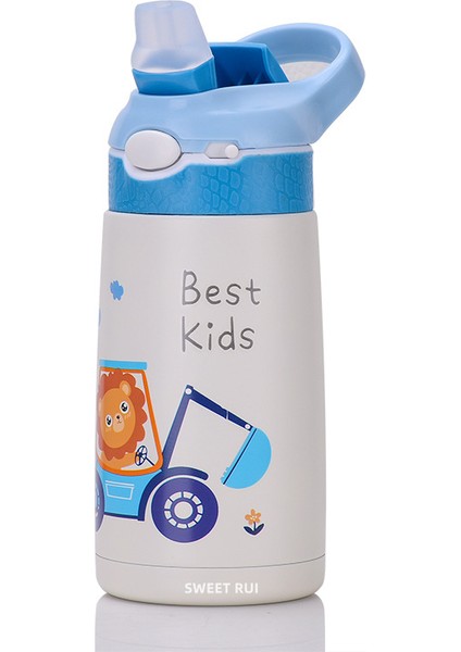 400ML Bpa Içermeyen Paslanmaz Çelik Içecek Şişesi Çocuklar Pipetli Su Şişesi (Yurt Dışından)