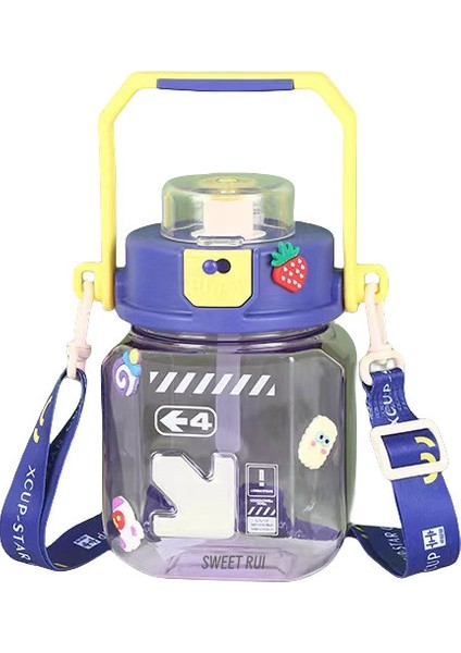 1000ML Büyük Kapasiteli Plastik Taşınabilir Su Şişesi Saman Bardağı (Yurt Dışından)