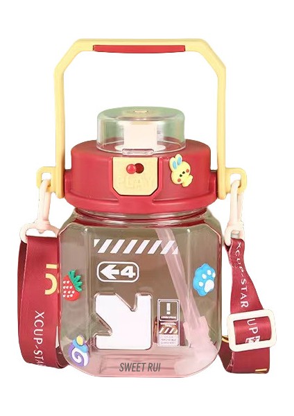 1000ML Büyük Kapasiteli Plastik Taşınabilir Su Şişesi Saman Bardağı (Yurt Dışından)