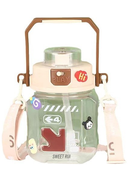 1000ML Büyük Kapasiteli Plastik Taşınabilir Su Şişesi Saman Bardağı (Yurt Dışından)